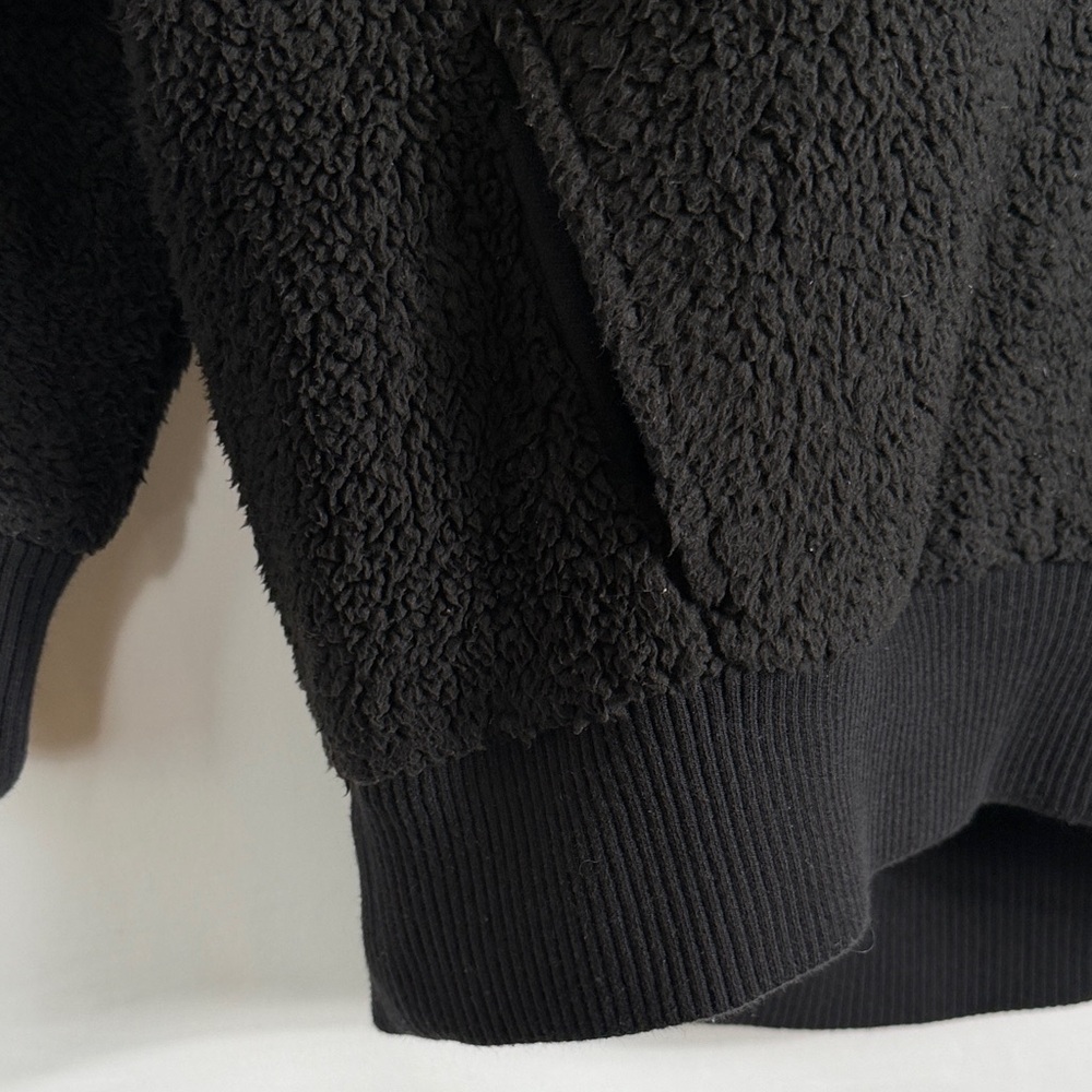 Athleta Tugga Sherpa Black 1/4 Zip-Up Sweater Shacket. Womens Small. Pockets - Picture 4 of 5